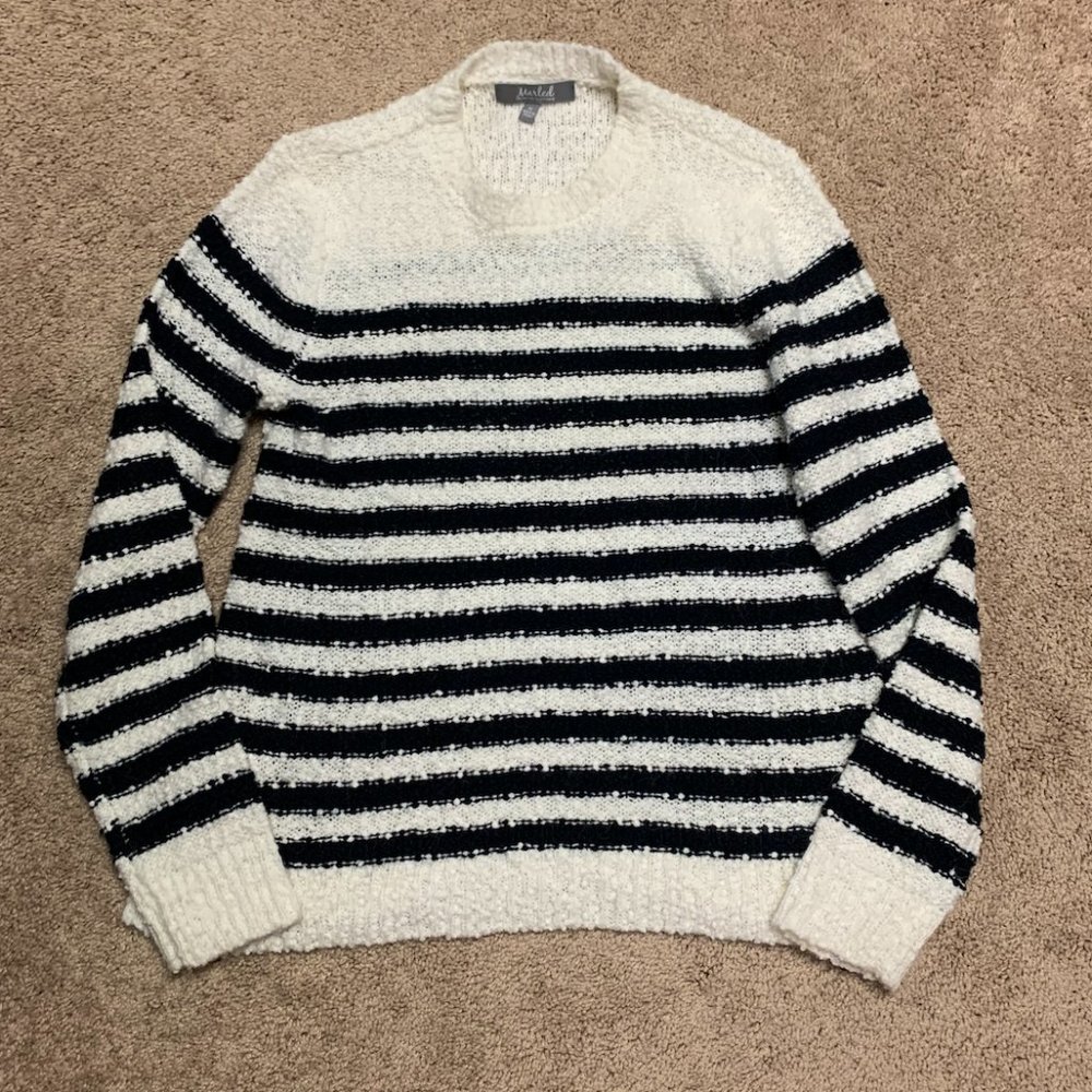 Navy/White Striped Marled Sweater
